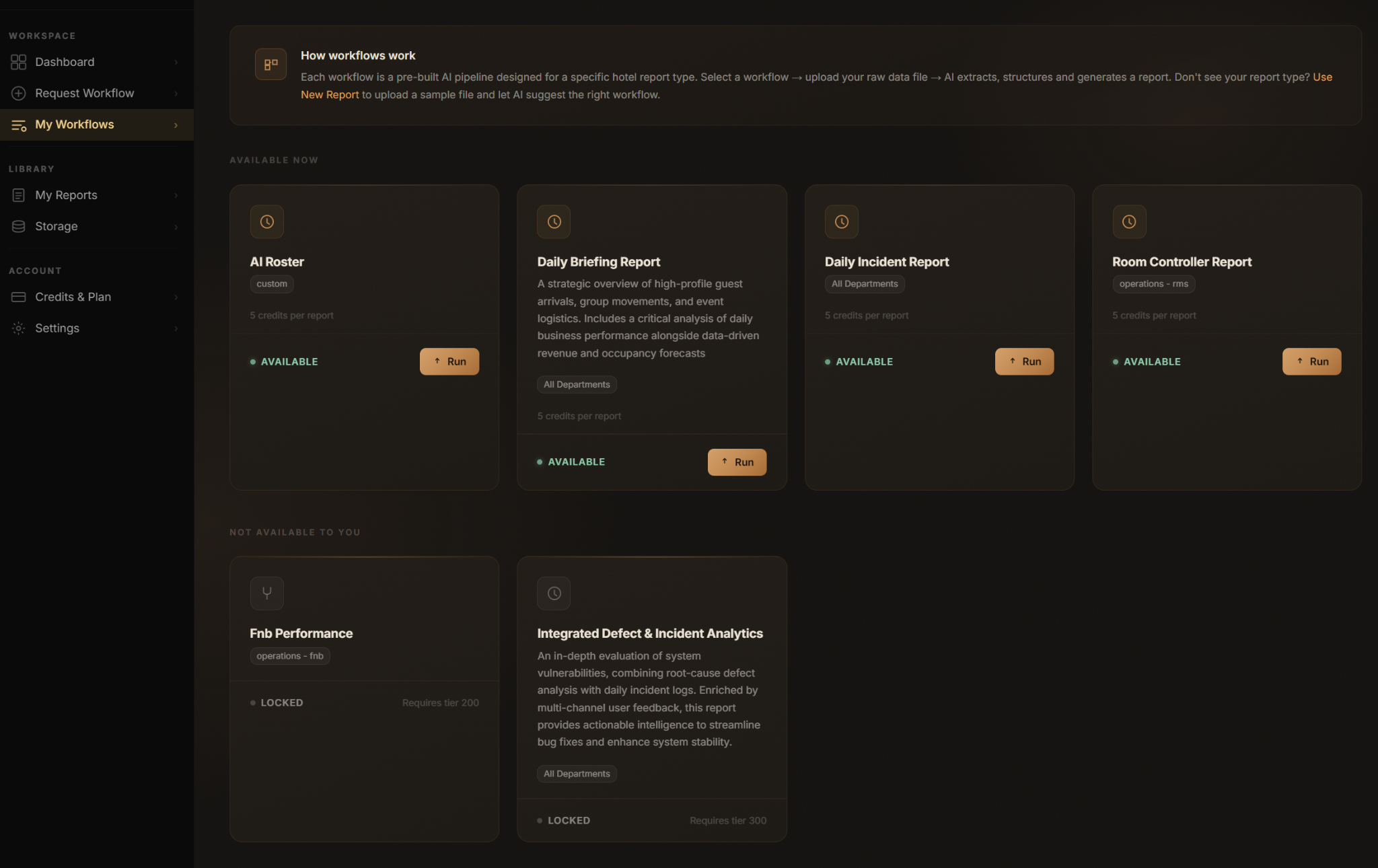 Workflow Library screen